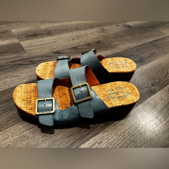 Kork-Ease Blue Slide Sandals with Buckle chunky boho platform - Picture 13 of 13